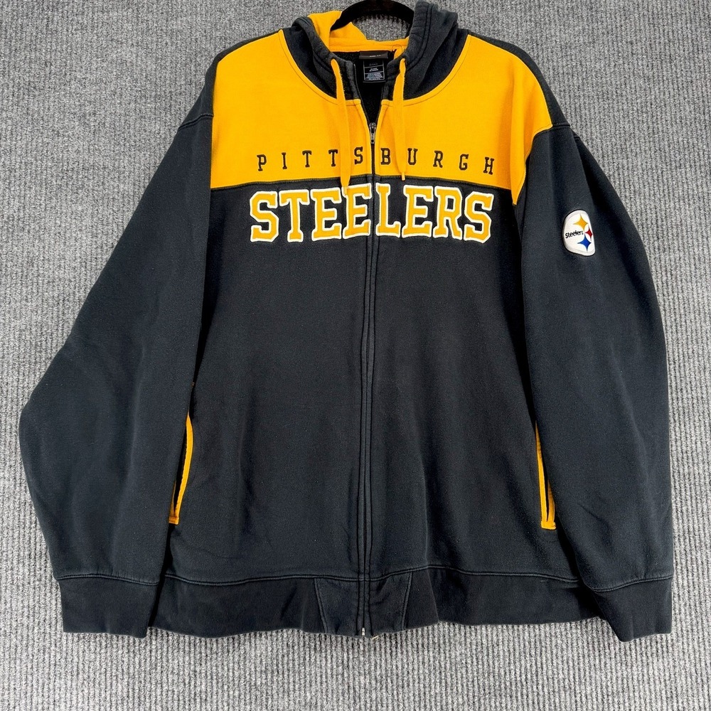 Pittsburgh Steelers full zip hoodie fleece lined black yellow 3XL NFL